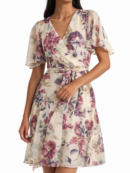 Lauren Ralph Lauren Dresses & Skirts - Lauren Ralph Lauren - Floral Crinkle Georgette Surplice Dress